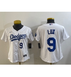 Women's Los Angeles Dodgers #9 Gavin Lux White Stitched Cool Base Nike Jersey