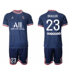 Men's Paris Saint-Germain #23 Draxler 2021-22 Blue Soccer Jersey
