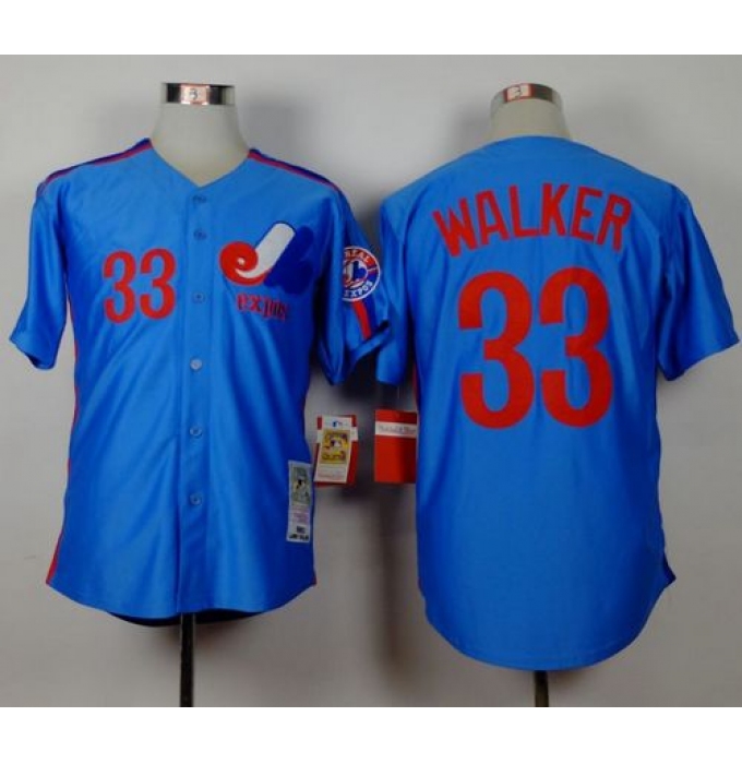Mitchell and Ness Expos #33 Larry Walker Blue Stitched Throwback Baseball Jersey