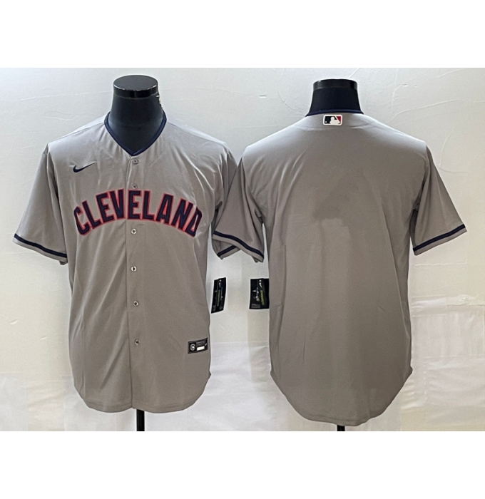 Men's Cleveland Guardians Gray Blank Cool Base Stitched Jersey