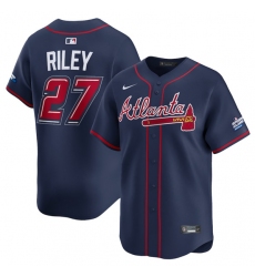Men's Atlanta Braves #27 Austin Riley Navy 2025 Speedway Classic Alternate Limited Stitched Baseball Jerse