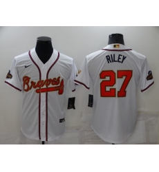 Men's Atlanta Braves #27 Austin Riley Nike White 2022 Gold Program Authentic Player Jersey