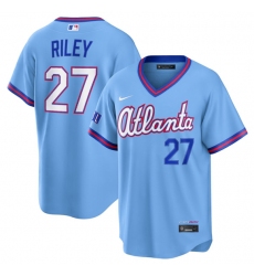 Men's Atlanta Braves #27 Austin Riley Powder Blue 2026 City Connect Stadium Stitched Baseball Jersey