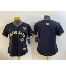 Women's Toronto Blue Jays Blank Black Gold 2025 American League Champions Limited Stitched Baseball Jersey(Run Small)