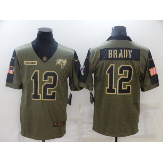 Men's Tampa Bay Buccaneers #12 Tom Brady Nike Olive 2021 Salute To Service Limited Player Jersey