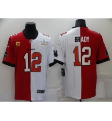 Men's Tampa Bay Buccaneers #12 Tom Brady White Red Bowl C LV Limited Split Fashion Football Jersey