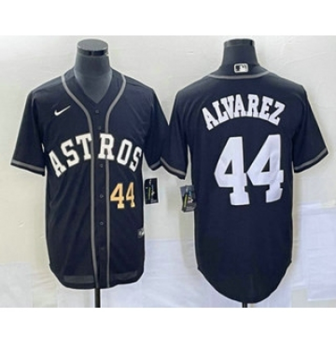 Men's Houston Astros #44 Yordan Alvarez Number Black Cool Base Stitched Baseball Jersey