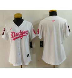 Women's Los Angeles Dodgers Blank White Pink With Limited Stitched Jersey