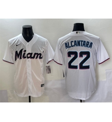 Men's Miami Marlins #22 Sandy Alcantara White Cool Base Stitched Jersey