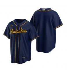 Men's Nike Milwaukee Brewers Blank Navy Alternate Stitched Baseball Jersey