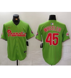 Men's Philadelphia Phillies #45 Zack Wheeler Green With Stitched Cool Base Nike Jersey