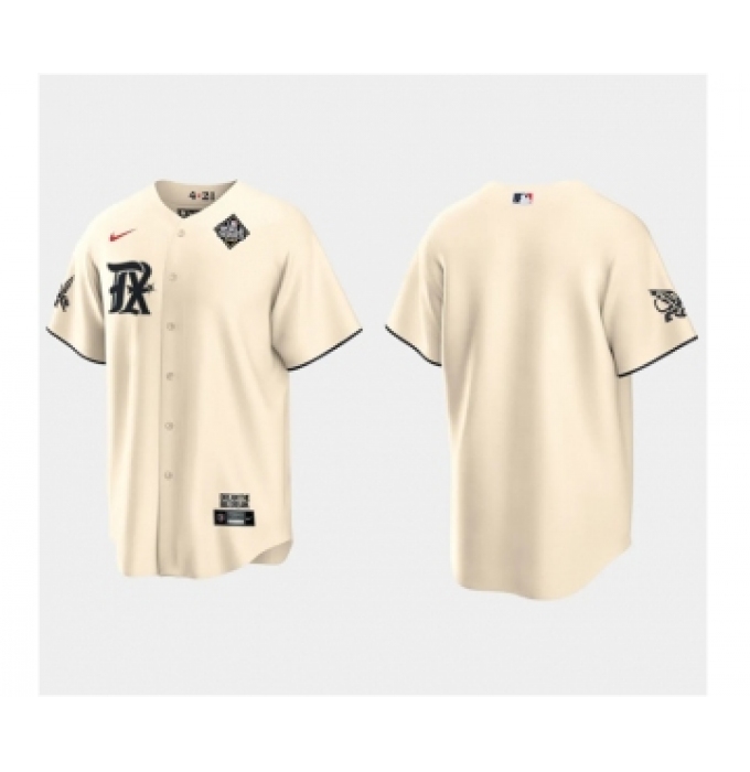 Men's Texas Rangers Blank Cream 2023 World Series City Connect Stitched Baseball Jersey