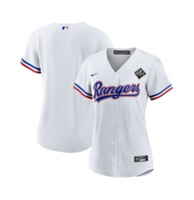 Women's Texas Rangers Blank White 2023 World Series Stitched Baseball Jersey