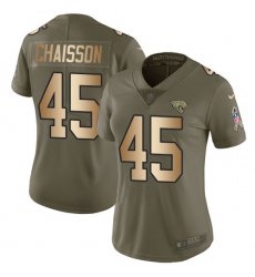 Women's Jacksonville Jaguars #45 K'Lavon Chaisson Olive Gold Stitched NFL Limited 2017 Salute To Service Jersey