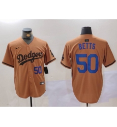 Men's Los Angeles Dodgers #50 Mookie Betts Number Olive Cool Base Limited Stitched Jerseys