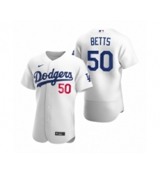 Men's Los Angeles Dodgers #50 Mookie Betts White Authentic 2020 Home Jersey