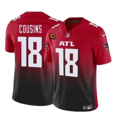 Men's Atlanta Falcons #18 Kirk Cousins Red Black 2024 F.U.S.E With 4-Star C Vapor Untouchable Limited Stitched Football Jersey