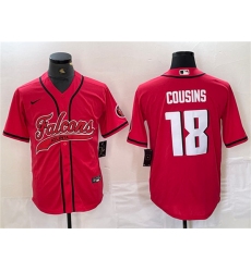 Men's Atlanta Falcons #18 Kirk Cousins Red With Cool Base Baseball Stitched Jersey