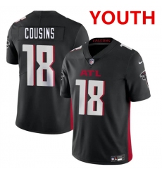 Youth Atlanta Falcons #18 Kirk Cousins Black Vapor Untouchable Limited Stitched Jerseys