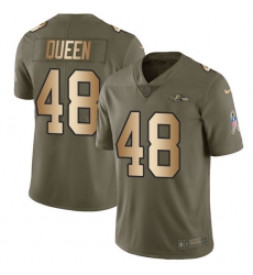 Men's Baltimore Ravens #48 Patrick Queen Olive Gold Stitched NFL Limited 2017 Salute To Service Jersey