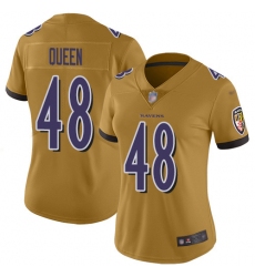Women's Baltimore Ravens #48 Patrick Queen Gold Stitched NFL Limited Inverted Legend Jersey