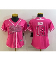Women's Buffalo Bills #14 Stefon Diggs Pink With Patch Cool Base Stitched Baseball Jersey