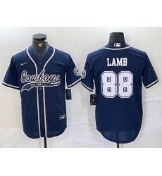 Men's Dallas Cowboys #88 CeeDee Lamb Navy Cool Base Stitched Baseball Jersey