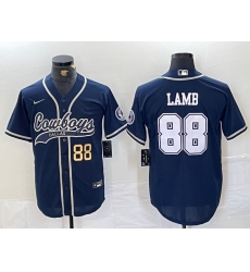 Men's Dallas Cowboys #88 CeeDee Lamb Navy Cool Base Stitched Baseball Jerseys