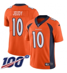 Men's Denver Broncos #10 Jerry Jeudy Orange Team Color Stitched 100th Season Vapor Untouchable Limited Jersey
