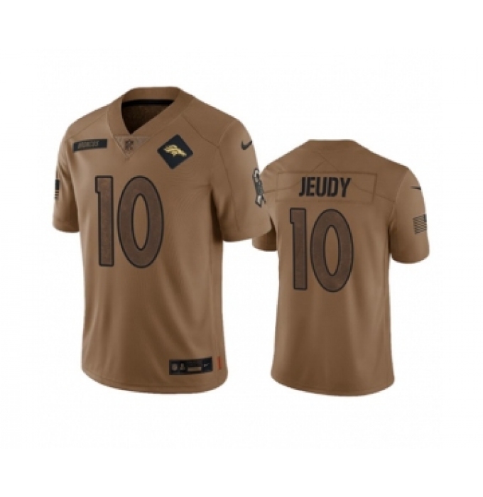 Men's Nike Denver Broncos #10 Jerry Jeudy 2023 Brown Salute To Service Limited Football Stitched Jersey