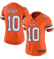 Women's Denver Broncos #10 Jerry Jeudy Orange Stitched Limited Rush Jersey Women's Denver Broncos #10 Jerry Jeudy Orange Stitched Limited Rush Jersey