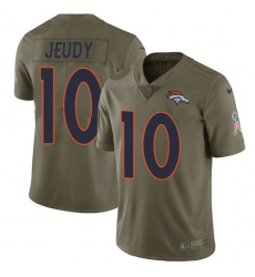 Youth Denver Broncos #10 Jerry Jeudy Olive Stitched Limited 2017 Salute To Service Jersey