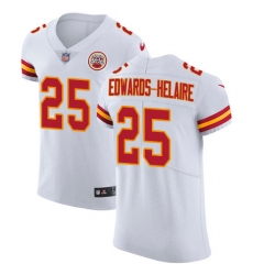 Men's Kansas City Chiefs #25 Clyde Edwards-Helaire White Stitched New Elite Jersey