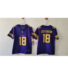 Women's Minnesota Vikings #18 Justin Jefferson Purple Color Rush F.U.S.E. Limited Football Stitched Jersey