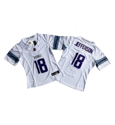 Women's Minnesota Vikings #18 Justin Jefferson White 2024 F.U.S.E Winter Warrior Limited Jersey