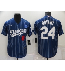 Men's Los Angeles Dodgers #24 Kobe Bryant Authentic Blue Stripes Realtree Collection Jersey