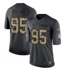Youth Carolina Panthers #95 Derrick Brown Black Stitched NFL Limited 2016 Salute to Service Jersey