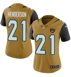 Women's Jacksonville Jaguars #21 C.J. Henderson Gold Stitched Limited Rush Jersey