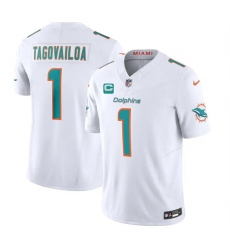 Men's Miami Dolphins #1 Tua Tagovailoa White F.U.S.E With 3-Star C Vapor Limited Stitched Football Jersey