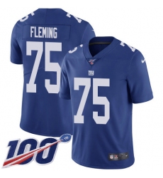 Nike New York Giants #75 Cameron Fleming Royal Blue Team Color Men's Stitched NFL 100th Season Vapor Untouchable Limited Jersey