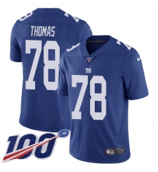 Youth New York Giants #78 Andrew Thomas Royal Blue Team Color Stitched NFL 100th Season Vapor Untouchable Limited Jersey