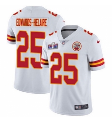 Men's Kansas City Chiefs #25 Clyde Edwards Helaire White 2023 F U S E Vapor Untouchable Limited Stitched 2024 Super Bowl LVIII Jersey
