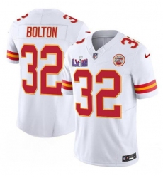 Men’s Kansas City Chiefs #32 Nick Bolton White F.U.S.E. Super Bowl LVIII Vapor Untouchable Limited Football Stitched Jersey