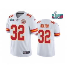 Men's Kansas City Chiefs #32 Nick Bolton White Super Bowl LVII Patch Vapor Untouchable Limited Stitched Jersey
