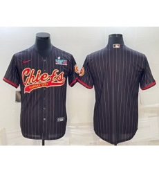 Men's Kansas City Chiefs Blank Black With Super Bowl LVII Patch Cool Base Stitched Baseball Jersey