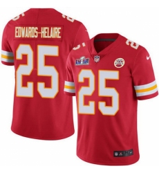 Youth Kansas City Chiefs #25 Clyde Edwards Helaire Red 2023 F U S E Vapor Untouchable Limited Stitched 2024 Super Bowl LVIII Jersey