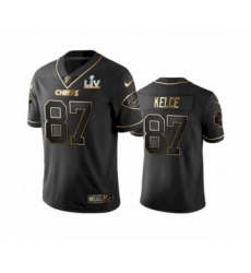 Youth Kansas City Chiefs #87 Travis Kelce Black Golden Super Bowl LV Jersey