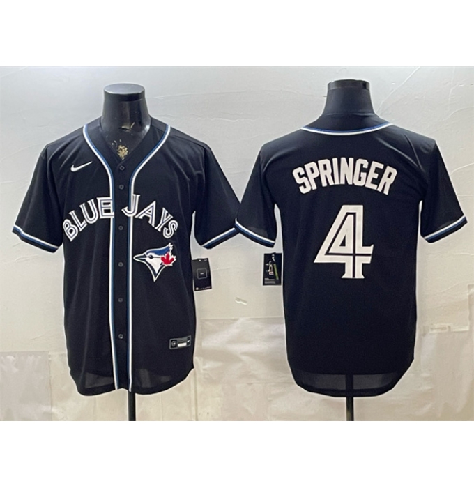 Men's Toronto Blue Jays #4 George Springer 2026 Fashion Replica Black Out Stitched Baseball Jersey