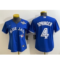 Women's Toronto Blue Jays #4 George Springer Royal 2025 World Series Cool Base Stitched Baseball Jersey(Run Small)