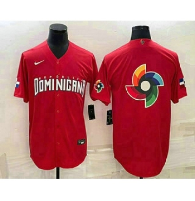 Men's Dominican Republic Baseball 2023 Red World Big Logo Classic Stitched Jerseys